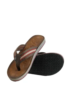 Weird Fish Brown Malham Leather Look Flip Flop Slippers