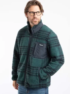 Weird Fish Green Lucian Full Zip Jacquard Borg Fleece