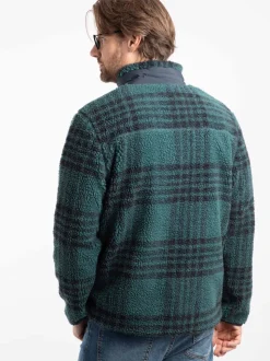 Weird Fish Green Lucian Full Zip Jacquard Borg Fleece