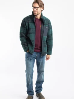 Weird Fish Green Lucian Full Zip Jacquard Borg Fleece