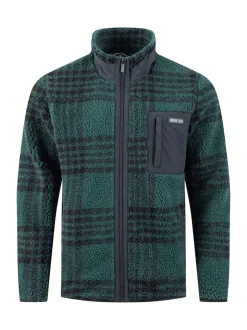 Weird Fish Green Lucian Full Zip Jacquard Borg Fleece