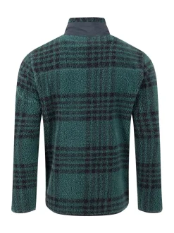 Weird Fish Green Lucian Full Zip Jacquard Borg Fleece