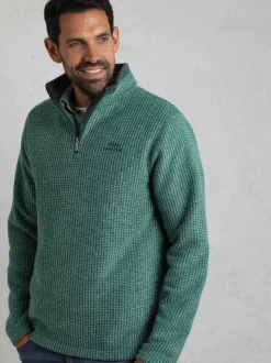 Weird Fish Green Newark Quarter Zip Grid Fleece