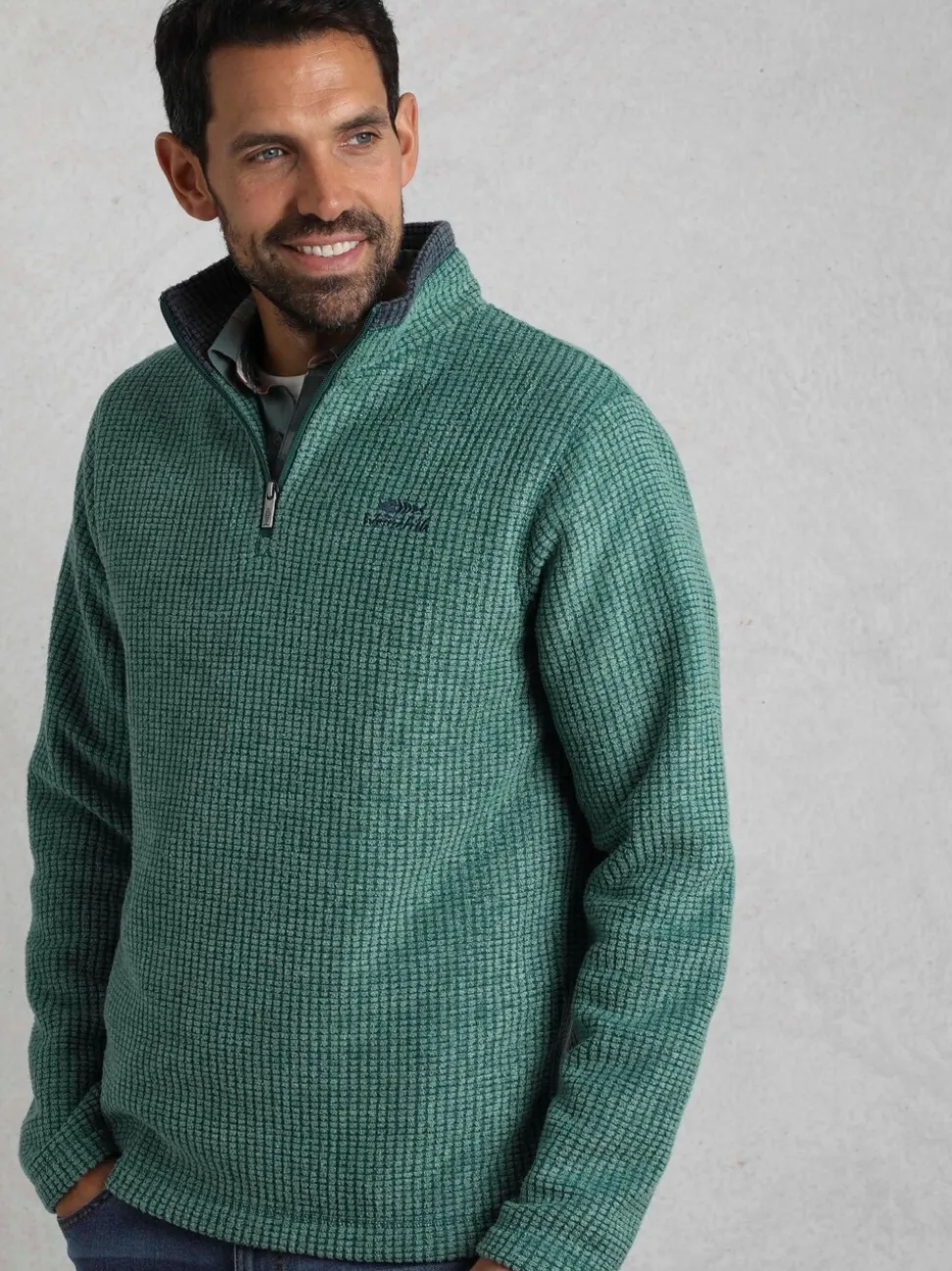 Weird Fish Green Newark Quarter Zip Grid Fleece