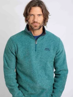 Weird Fish Green Newark Quarter Zip Grid Fleece