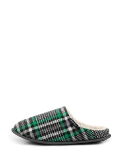 Weird Fish Grey Jensen Check Borg Lined Slipper