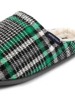 Weird Fish Grey Jensen Check Borg Lined Slipper