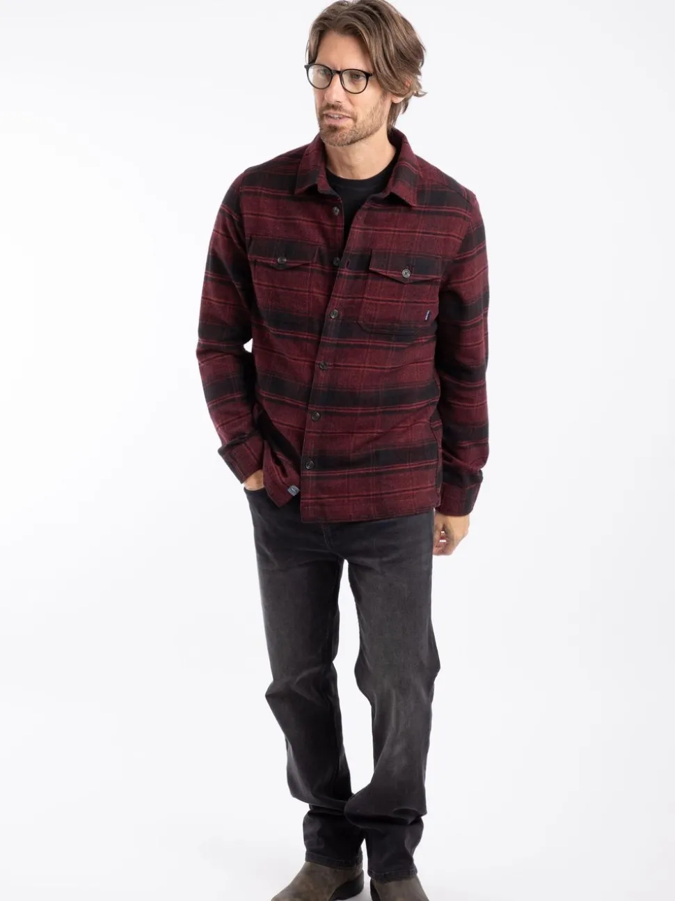 Weird Fish Red Bosco Checked Over Shirt