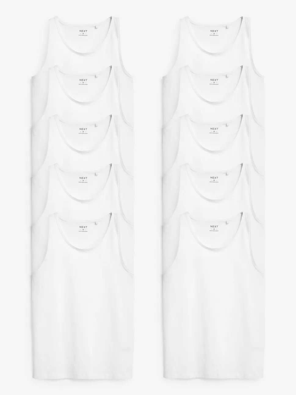 White 100% Cotton Layering Vests 10 Pack