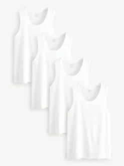 White 100% Cotton Vests 4 Pack