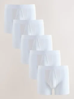 White 5 Pack A-Front Cotton Rich Boxers