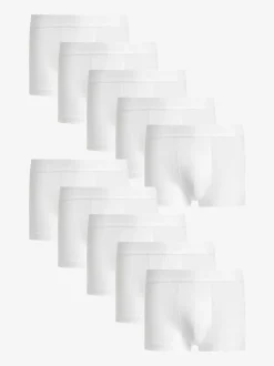 White 10 pack Cotton Rich Blend Hipsters Boxers