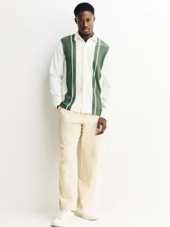 White / Sage Green Stripe Short Sleeve Jersey Shirt