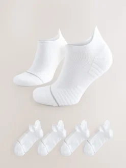White Active Cushioned Sports Trainer Socks 4 Pack