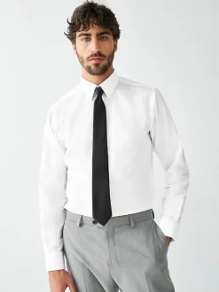 White /Black Slim Fit Occasion Shirt And Tie Set