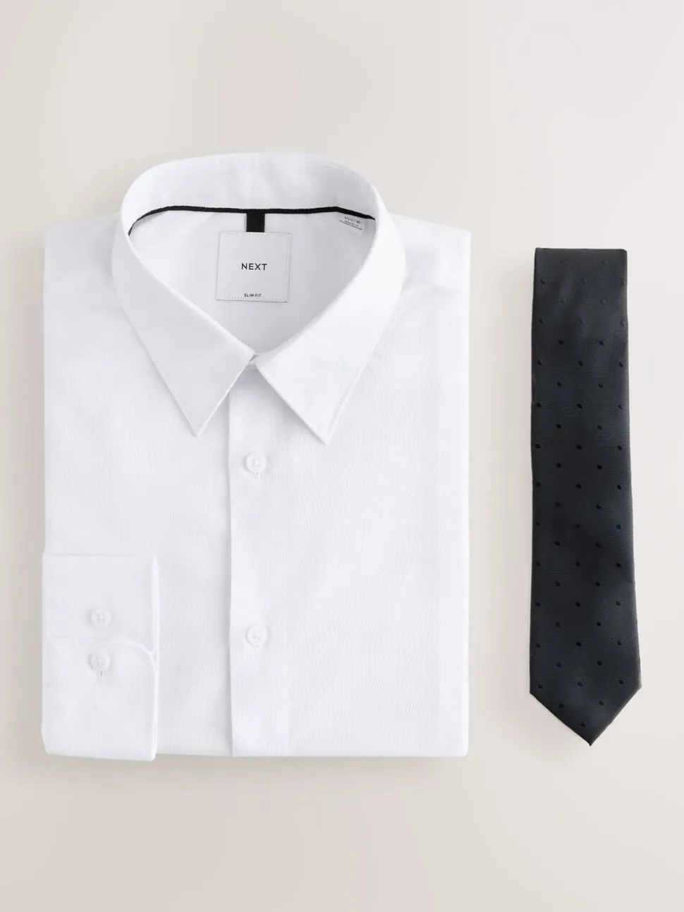 White /Black Slim Fit Occasion Shirt And Tie Set