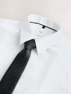 White /Black Slim Fit Occasion Shirt And Tie Set