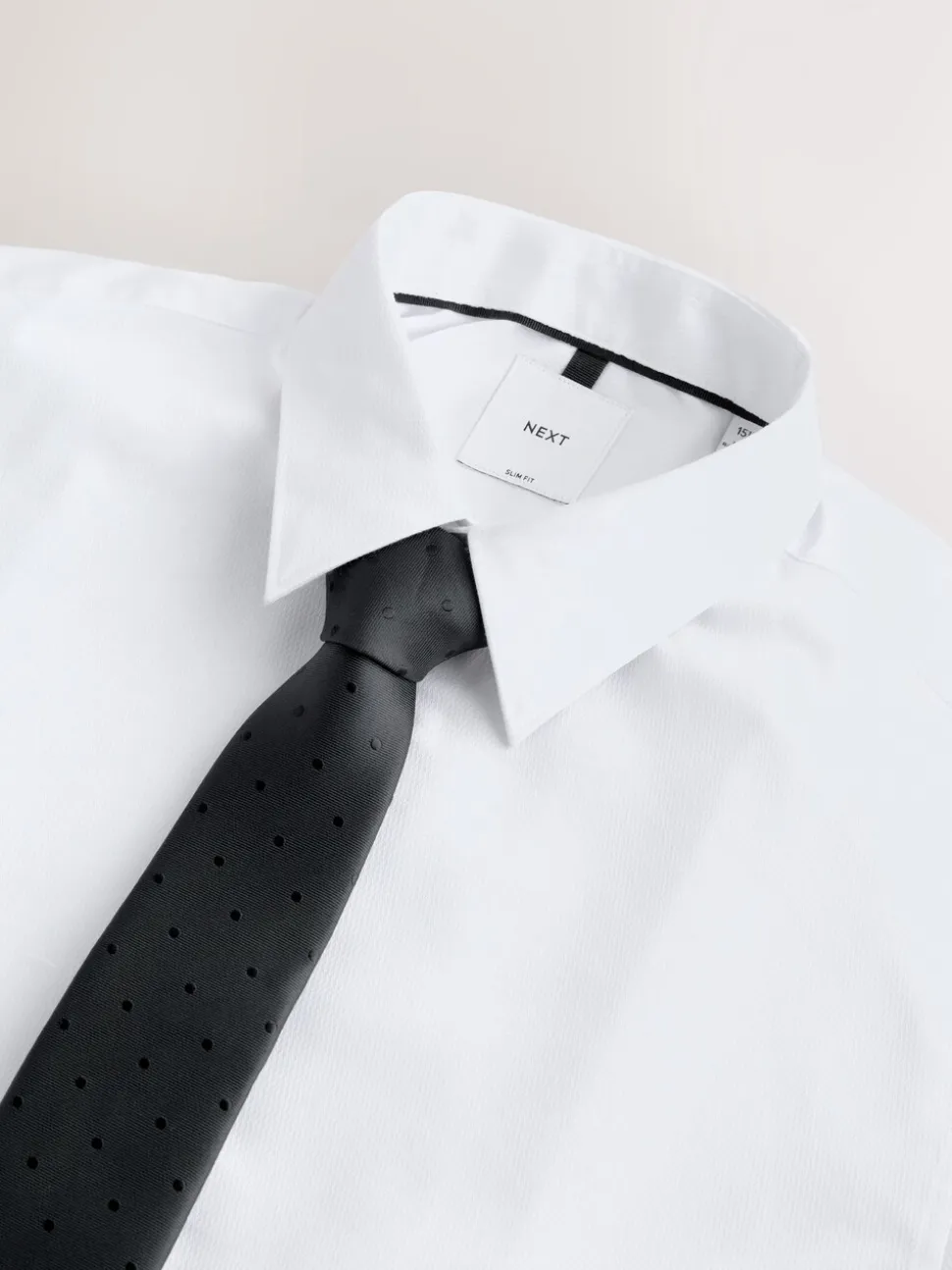 White /Black Slim Fit Occasion Shirt And Tie Set
