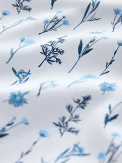 White Blue Floral Print Regular Fit Long Sleeve Shirt
