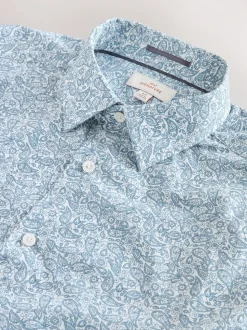 White Blue Paisley Signature Long Sleeve 100% Cotton Shirt