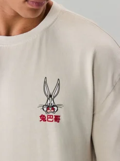 White Bugs Bunny Looney Tunes Licence Graphic Print T-Shirt