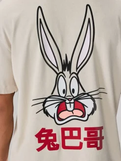 White Bugs Bunny Looney Tunes Licence Graphic Print T-Shirt