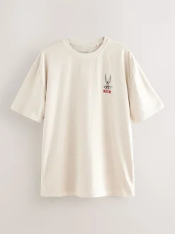 White Bugs Bunny Looney Tunes Licence Graphic Print T-Shirt