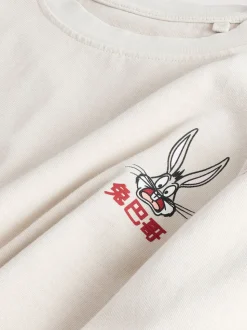 White Bugs Bunny Looney Tunes Licence Graphic Print T-Shirt