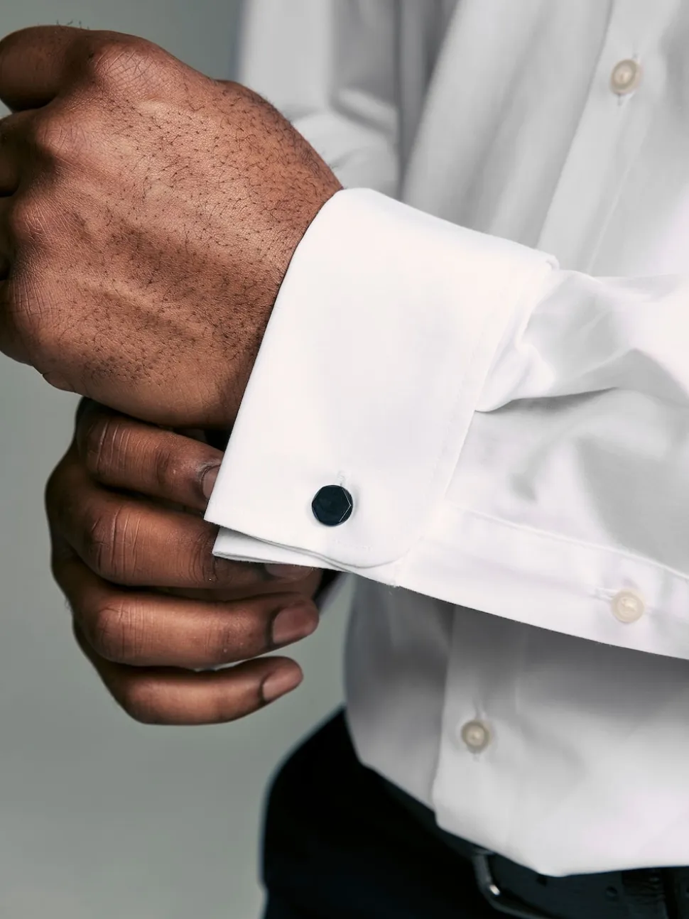 White Button Down Collar Regular Fit Easy Care Double Cuff Smart Shirt