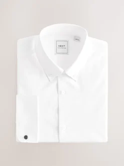White Button Down Collar Regular Fit Easy Care Double Cuff Smart Shirt