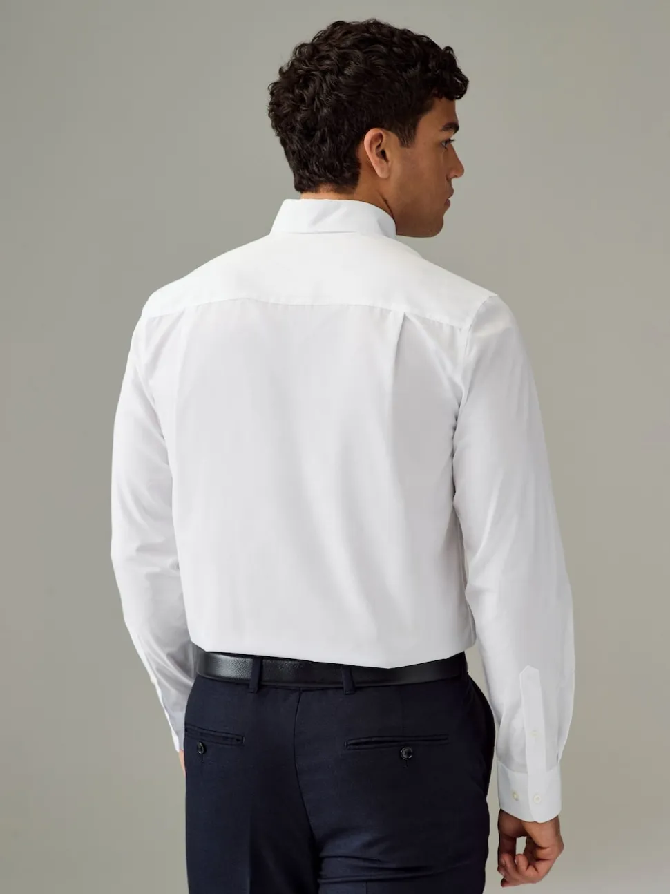 White Button Down Collar Regular Fit Easy Care Single Cuff Smart Shirt