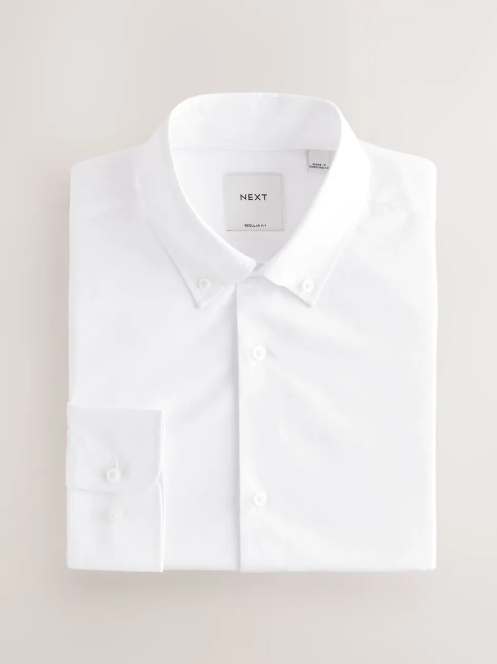White Button Down Collar Regular Fit Easy Care Single Cuff Smart Shirt