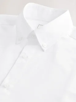 White Button Down Collar Regular Fit Easy Care Single Cuff Smart Shirt