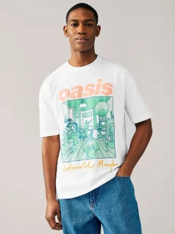 White Colour Oasis Graphic Band T-Shirt