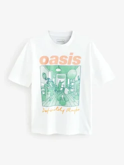 White Colour Oasis Graphic Band T-Shirt