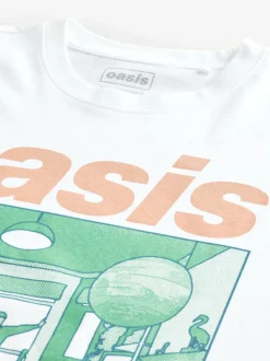 White Colour Oasis Graphic Band T-Shirt