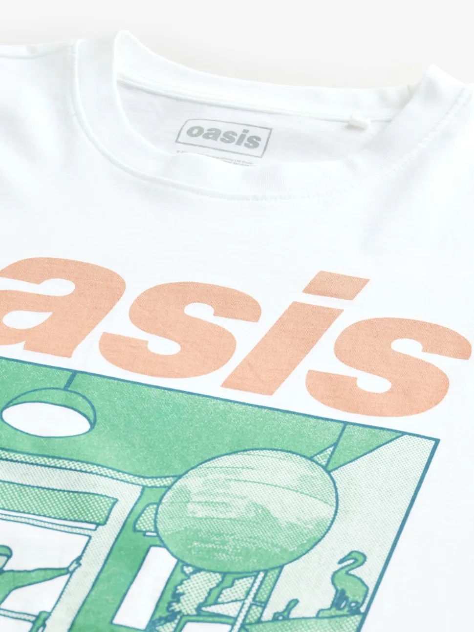 White Colour Oasis Graphic Band T-Shirt