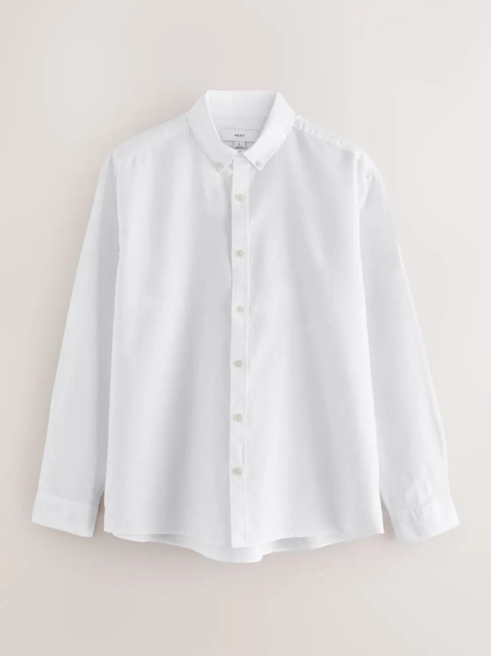 White Cotton Linen Blend Long Sleeve Shirt