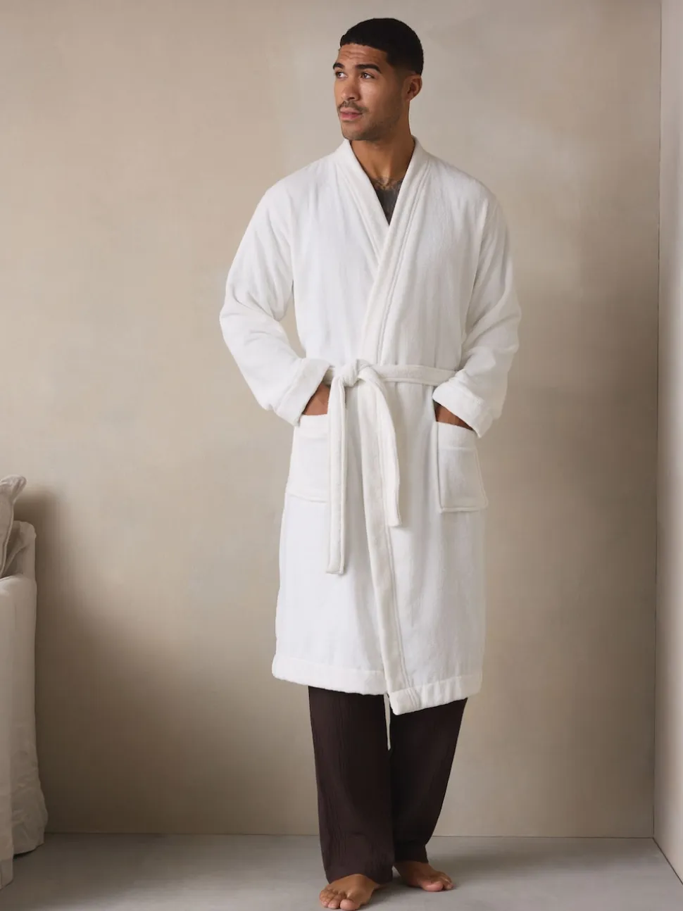White Cotton Towelling Dressing Gown