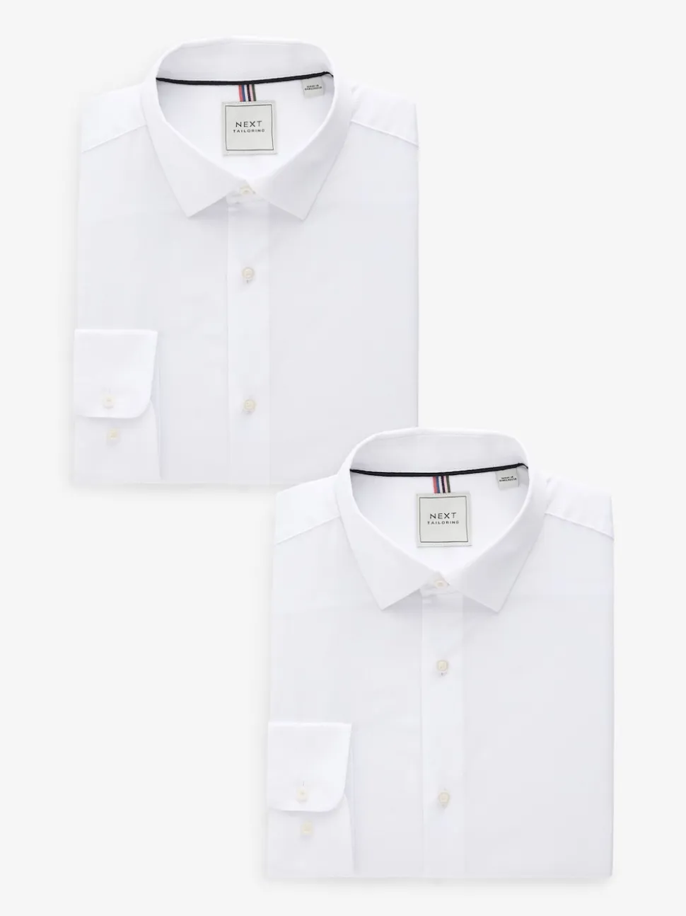 White Easy Care Textured Slim Fit Single Cuff Smart Shirts 2 Pack