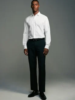 White Easy Care Textured Slim Fit Single Cuff Smart Shirts 2 Pack