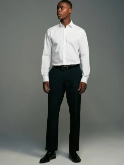 White Easy Care Textured Slim Fit Single Cuff Smart Shirts 2 Pack