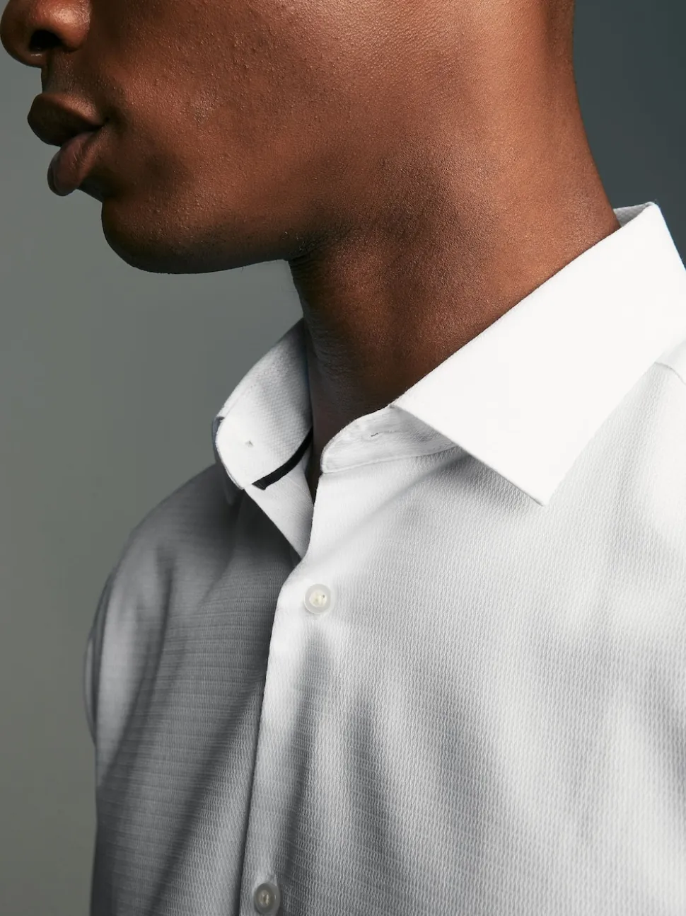 White Easy Care Textured Slim Fit Single Cuff Smart Shirts 2 Pack