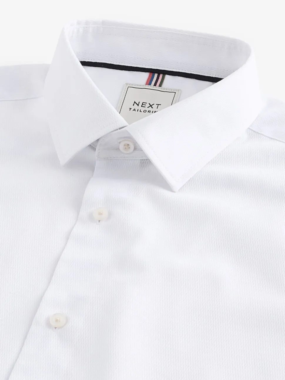 White Easy Care Textured Slim Fit Single Cuff Smart Shirts 2 Pack