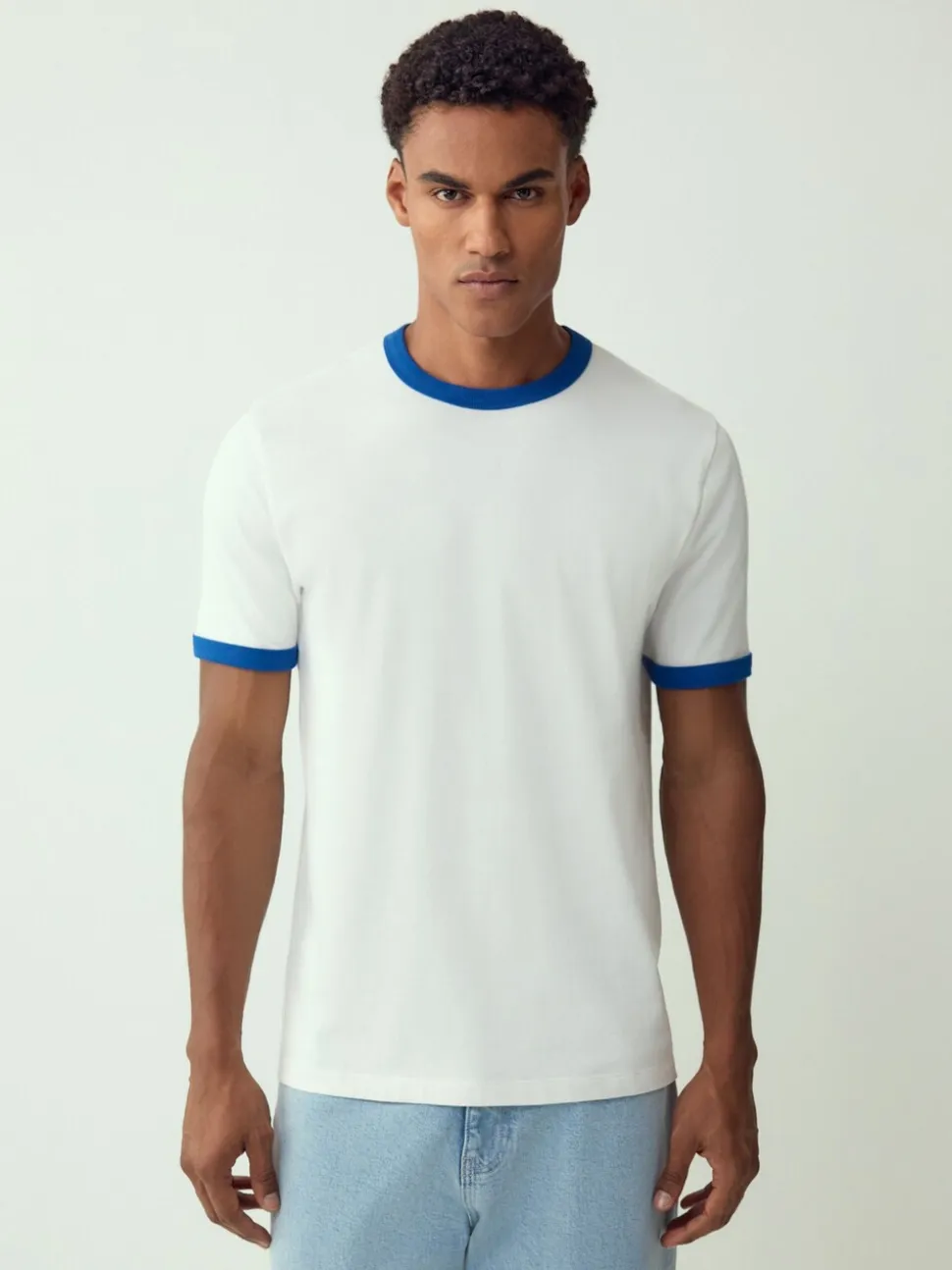 White Ecru Single Slim Fit Ringer T-Shirt