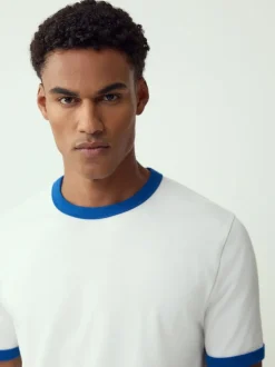 White Ecru Single Slim Fit Ringer T-Shirt