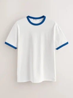 White Ecru Single Slim Fit Ringer T-Shirt