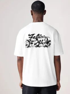 White Felix the Cat Licence 100% Cotton T-Shirt