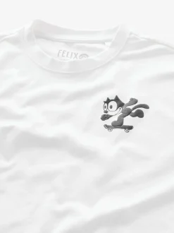 White Felix the Cat Licence 100% Cotton T-Shirt