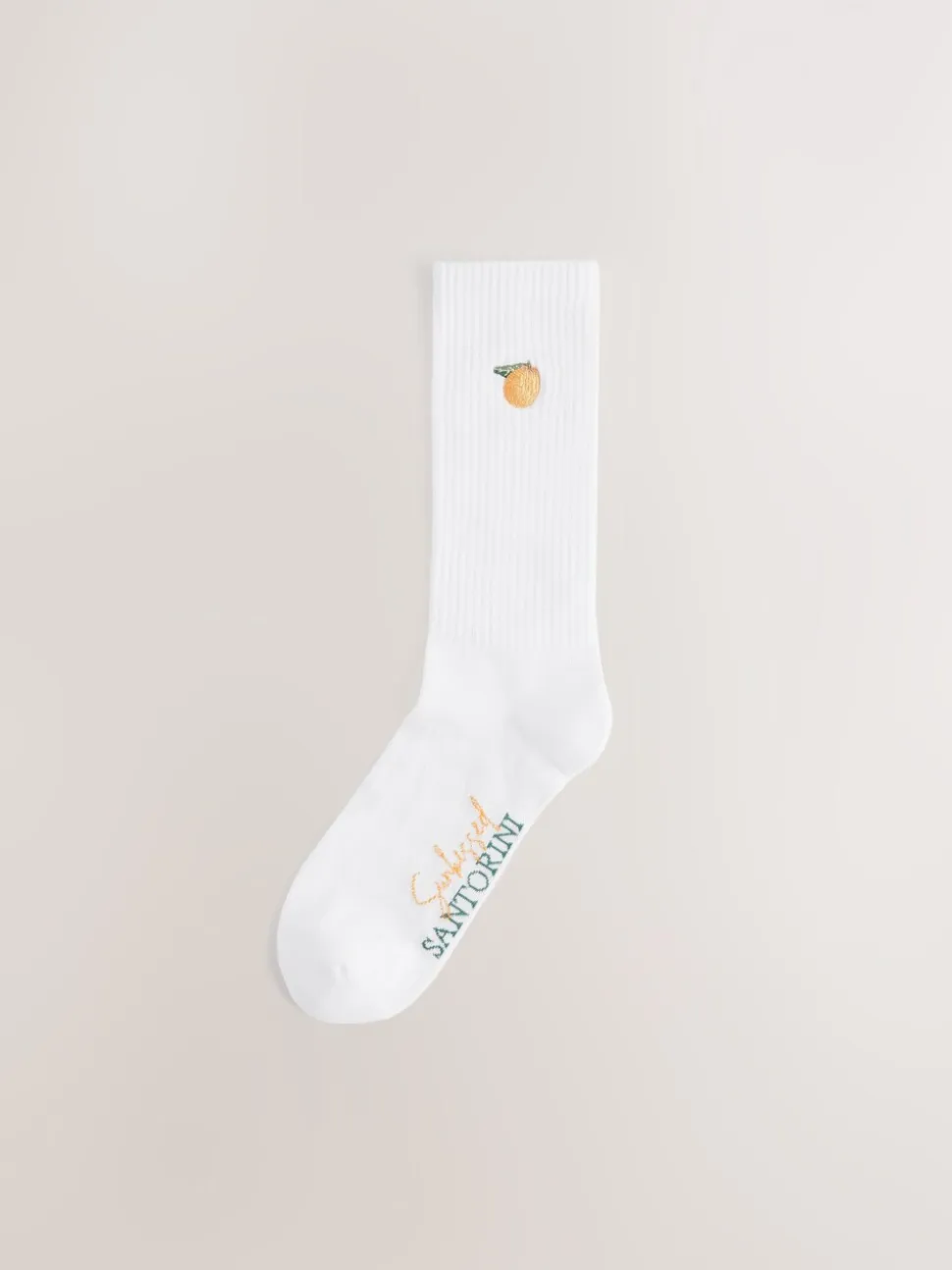 White Fruit Pattern Embroidered Sports Socks 4 Pack